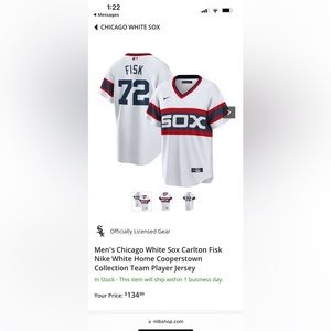 Never-worn never-washed Men's Chicago White Sox Carlton Fisk Nike Jersey